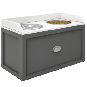 Pet Feeding Station Pet Dish Bowl Set with Storage, 2 Elevated Dog Bowls for Large Sized Dogs, Gray (Option: Gray-690x385x180 mm)