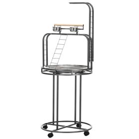 Parrot Stand Large Bird Perch Stand with Toy Hook & 3 Ladders, Parrot Perch, Bird Wooden Stand, Gray (Option: gray-740x740x120 mm)